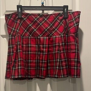 Royal Bones Red Plaid Mini Skirt